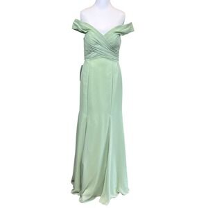 Azazie Formal Lecia Dress Dusty Sage SZ 6 Prom Chiffon Bridesmaid Event Maxi NWT